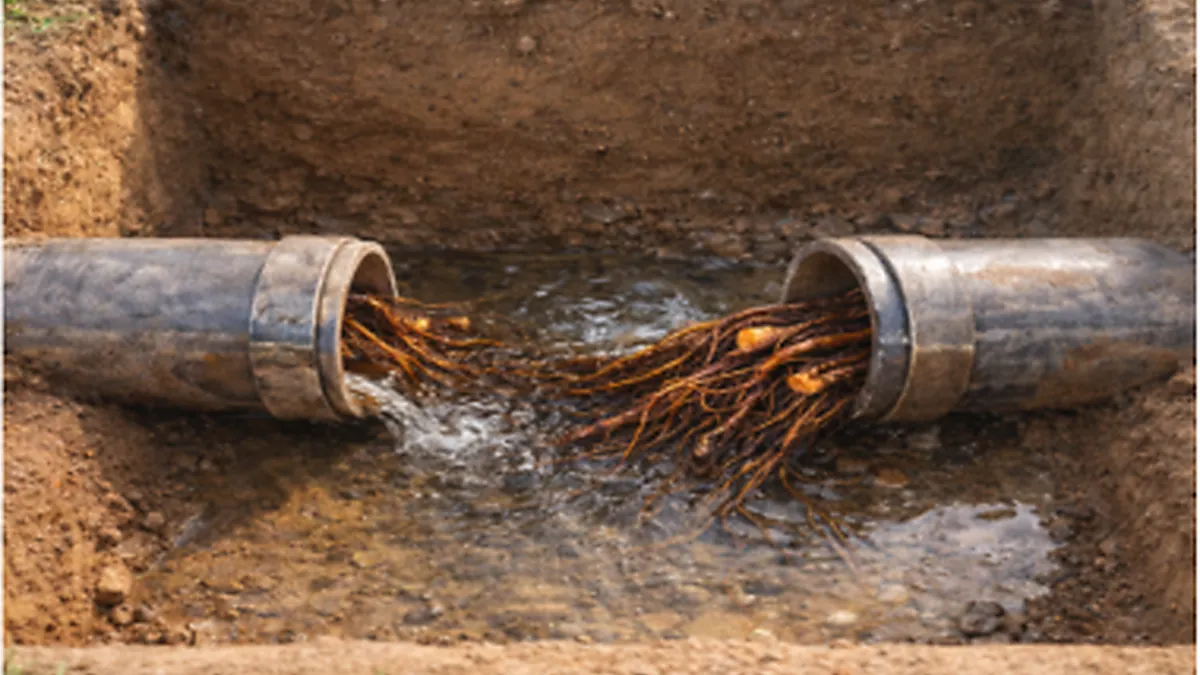 Technician clearing a sewer backup